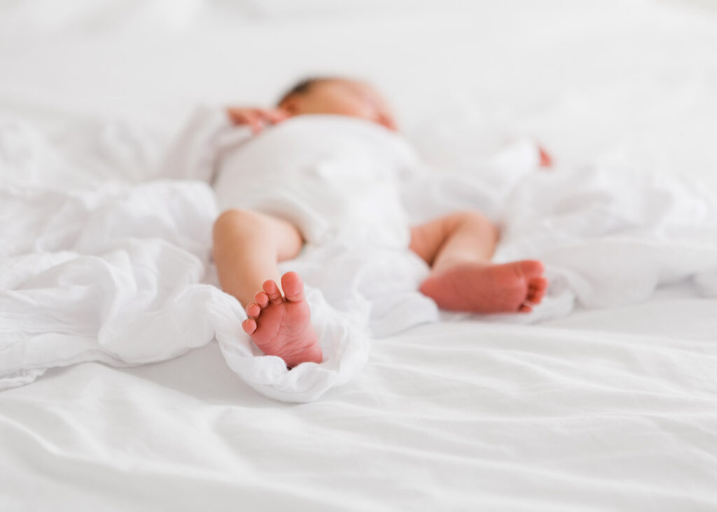 Detail image of newborn babies foot taken during newborn photoshoot.